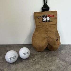 MySack Golf Ball Holder "It Takes Balls To Golf" (2 Golf Balls Included)